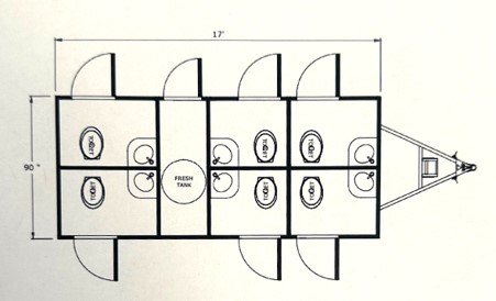 2021 17ft 6 Station Restroom Trailer
