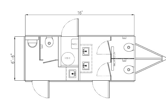 2022 16ft 4 Station Certified Preowned Semi Private Restroom Trailer